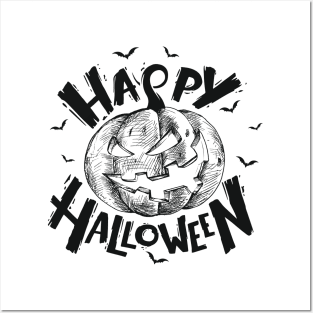 Halloween Scary Evil Pumpkin Funny Pumpkin Head Posters and Art